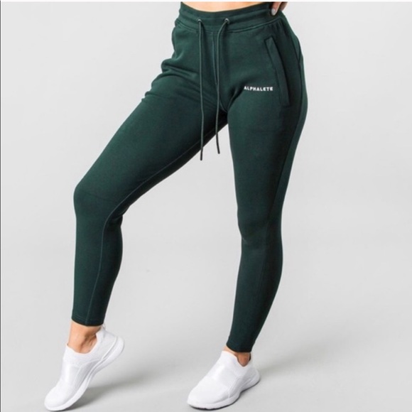 Alphalete Pants - Alphalete Essential Hi Rise Jogger Pants Green SM